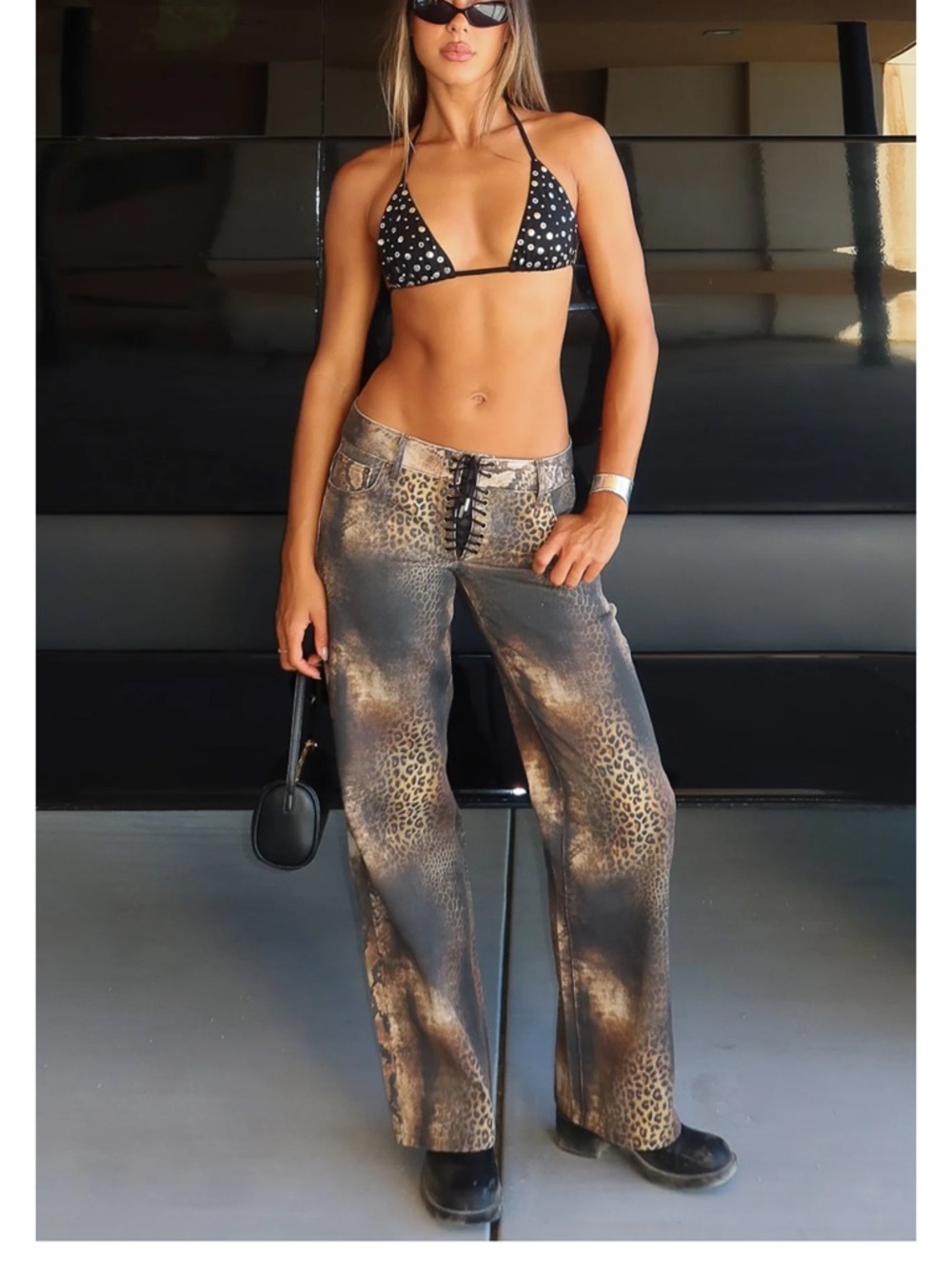 White Fox lace up pant